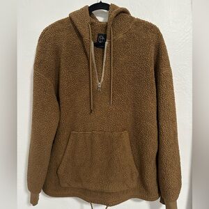 Original Use Brown Sherpa Faux Fur Hoodie Pullover – Men’s Medium